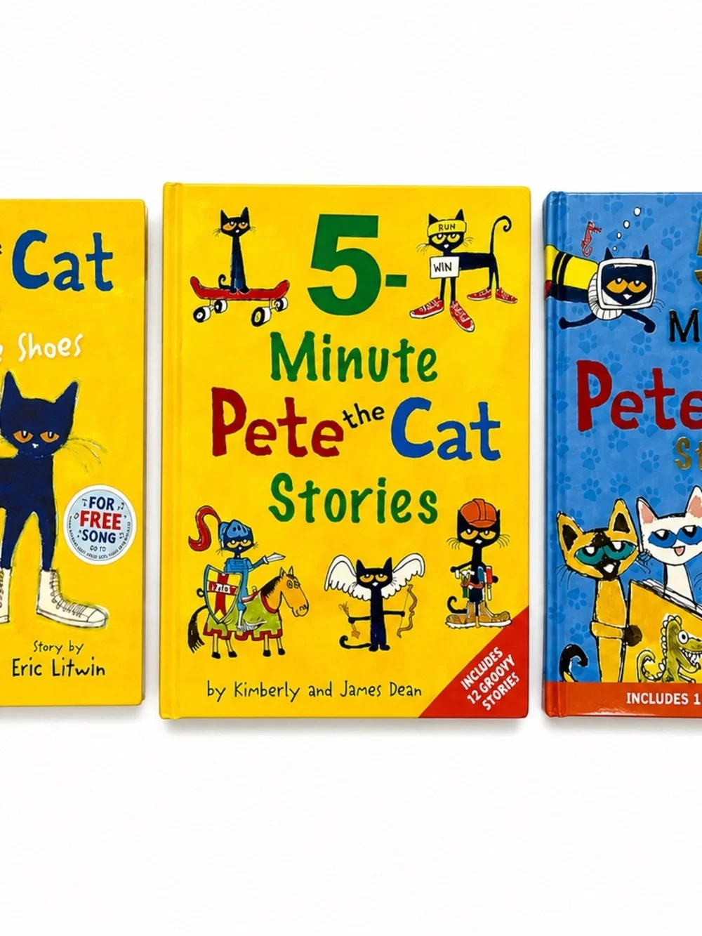 Pete the Cat 3 Hardcover Book Lot 5-Minute Stories I Love My White Shoes Kids